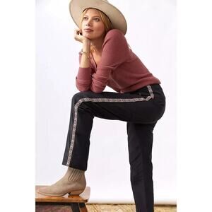 Anthropologie Tapered Side Stripe Pants Black Size 0
